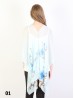 Plum Blossom Print Chiffon Top W/ Pearl Buttons